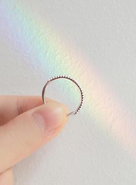 韩版戒指仿银女款复古单排镶钻闭口戒指时尚简约手饰指环饰品