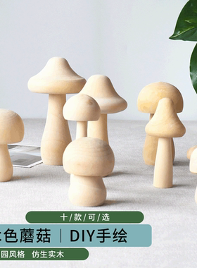 创意木头家居diy彩绘儿童玩具 家居饲养箱实木车木质小蘑菇摆件
