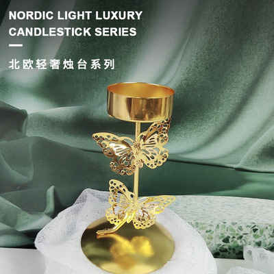 东南亚candlestick春天圣诞蝴蝶花鸟家居铁艺金属烛台摆件