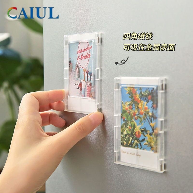 创意可吸附磁吸mini3存相框拍立得照片小卡展示架桌面摆件