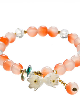 奶油双色铃兰花手链  显白高级感水晶串珠花朵闺蜜手链