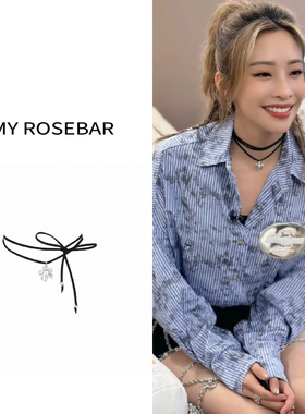 【袁咏琳同款】店小众设计kim花朵黑色项圈