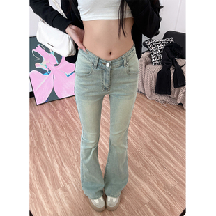 2025秋季v字高腰弹力修身微喇叭牛仔裤女175高个子显瘦拖地裤