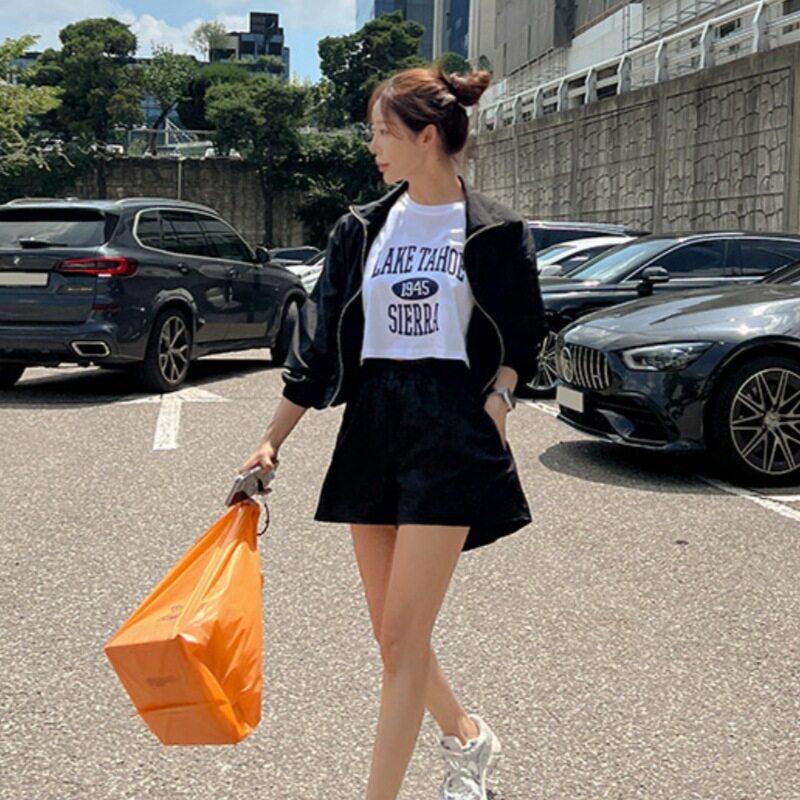 2026夏韩国新款百搭通勤短裤外套两件套时尚简约休闲运动套装女潮