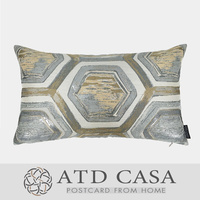 ATD CASA/新古典奢华/样板房家居抱枕/灰金色抽象几何提花腰枕