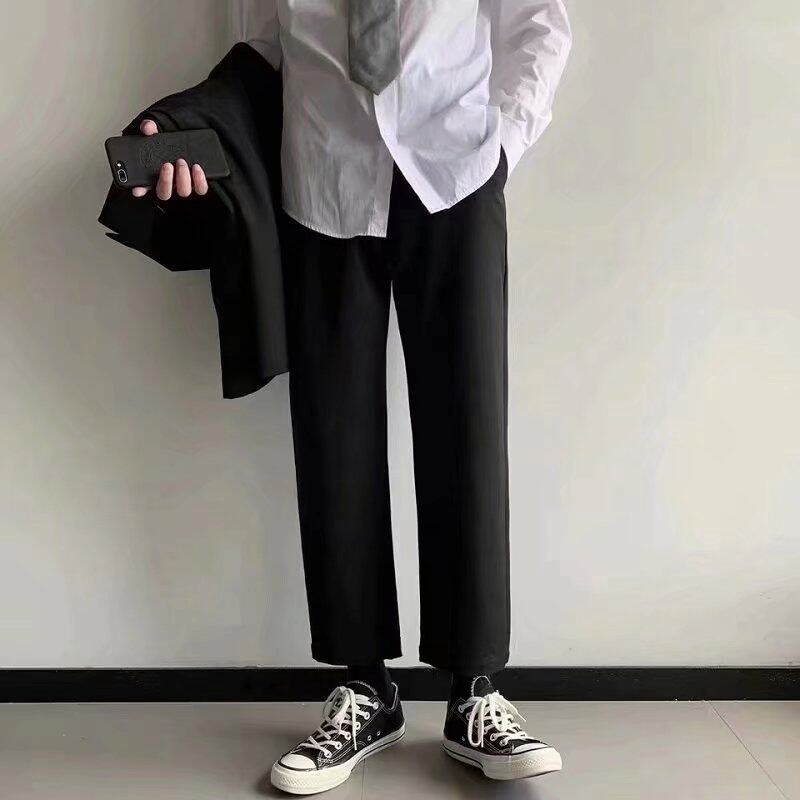 스트레이트 레그 한국 스타일 트렌디 다재다능한 루즈 캐주얼 바지 봄 가을 트렌드 브랜드 9부 바지 남성 정장 및 클래스 슈트