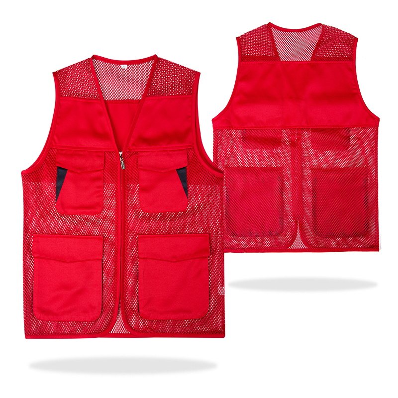 VOLUNTEER VEST CUSTOM BREATHABLE VOLUNTEER VEST MULTI-POCKET MESH PUBLICITY OVERALLS FISHING DIRECTOR PRINT LOGO