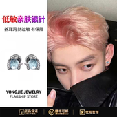 S925银男士 小众简约高级感冷淡风耳环 耳钉潮美杜莎之眼耳钉男女款