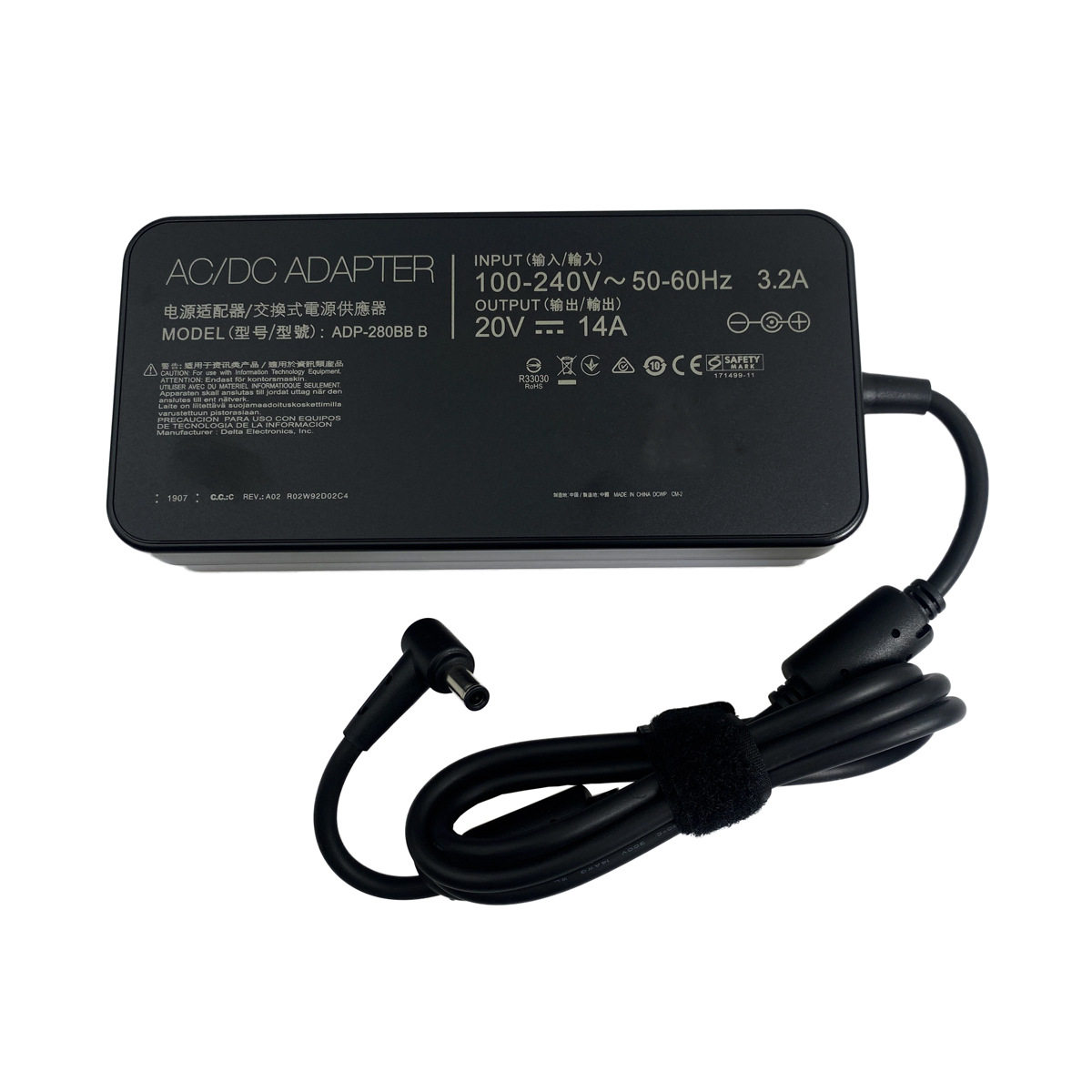 适用于 ASUS 20V14A  280W 小鸟电源适配器充电器ADP-280BB B 线