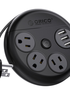 美规3AC2USB排插旅行便携收纳插线板电源板公居家日用一键开关