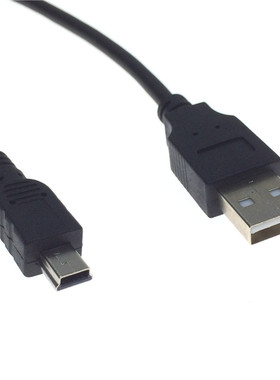 铜线黑色USB转mini 5P梯形口连接线转USB2.0T型口迷你5pin数据线