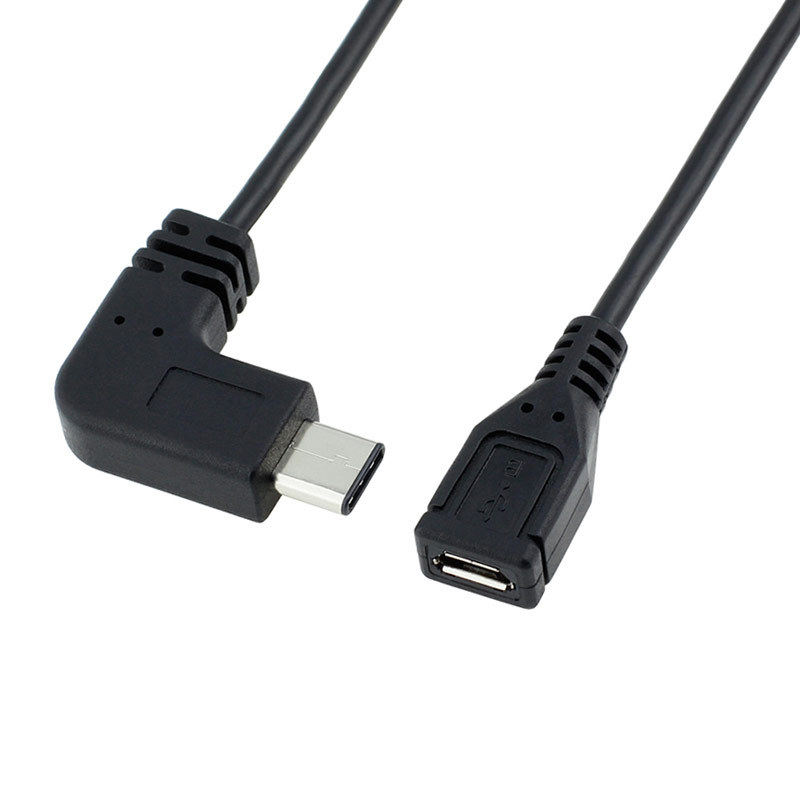 双面插侧弯头90度usb3.1 type-c转MicroUSB 5p母数据线转接线安卓