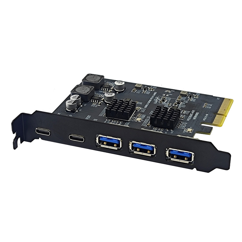 USB3.2扩展卡GEN2 10Gbps PCI-E 4X转接TYPE-C祥硕ASM3142芯片5口