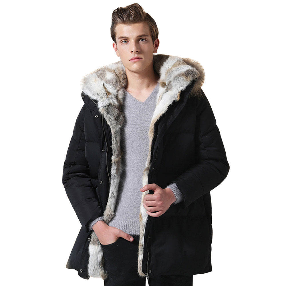 男士长款修身羽绒服休闲连帽外套Men's Down Coats Casual Jacket