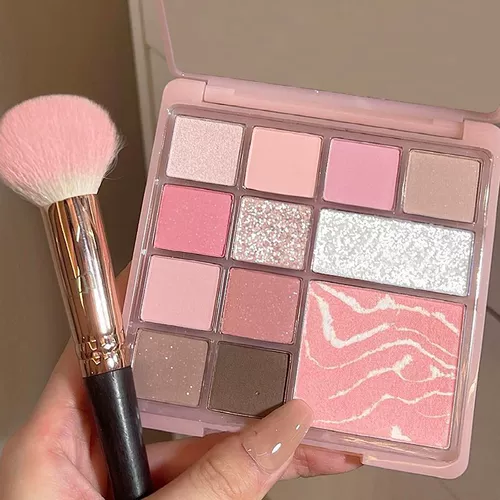 Комплексный матовый чай с молоком с розой в составе, тени для век, хайлайтер, румяна, в коричневых тонах