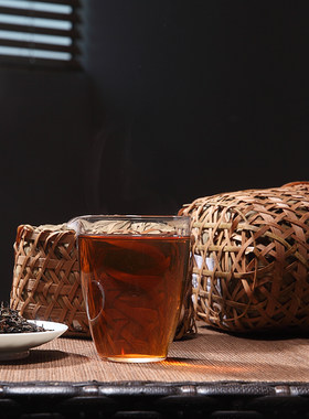 大栗园 黑茶 安茶 功夫老叶 原料老陈 竹编篓装 500g