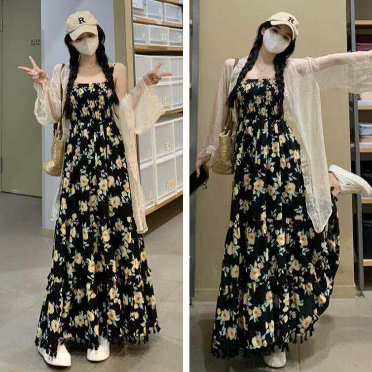 法式吊带洋装女夏季梨形