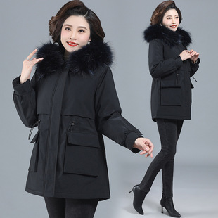 恒源祥妈妈冬装派克羽绒服短款中老年女外套可拆卸内胆活里活面中