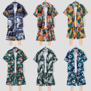 韩国潮牌泰国短袖 海南岛服沙滩服三亚夏威风泰国旅游男情侣 花衬衫