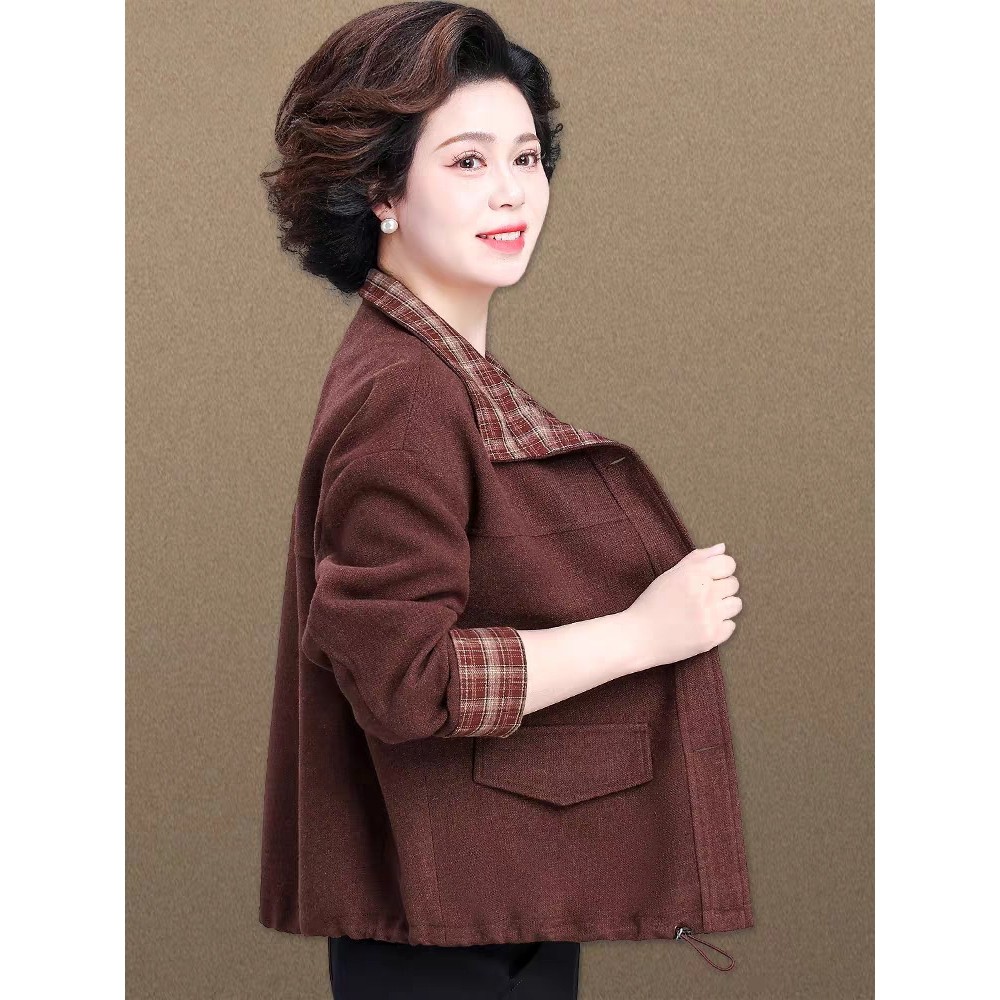 恒源祥小个子妈妈春装外套短款开春拼接格子夹克中老年女春秋上衣,女装/女士精品,中老年女装,淘宝优惠券,粉丝福利购,淘宝优惠卷