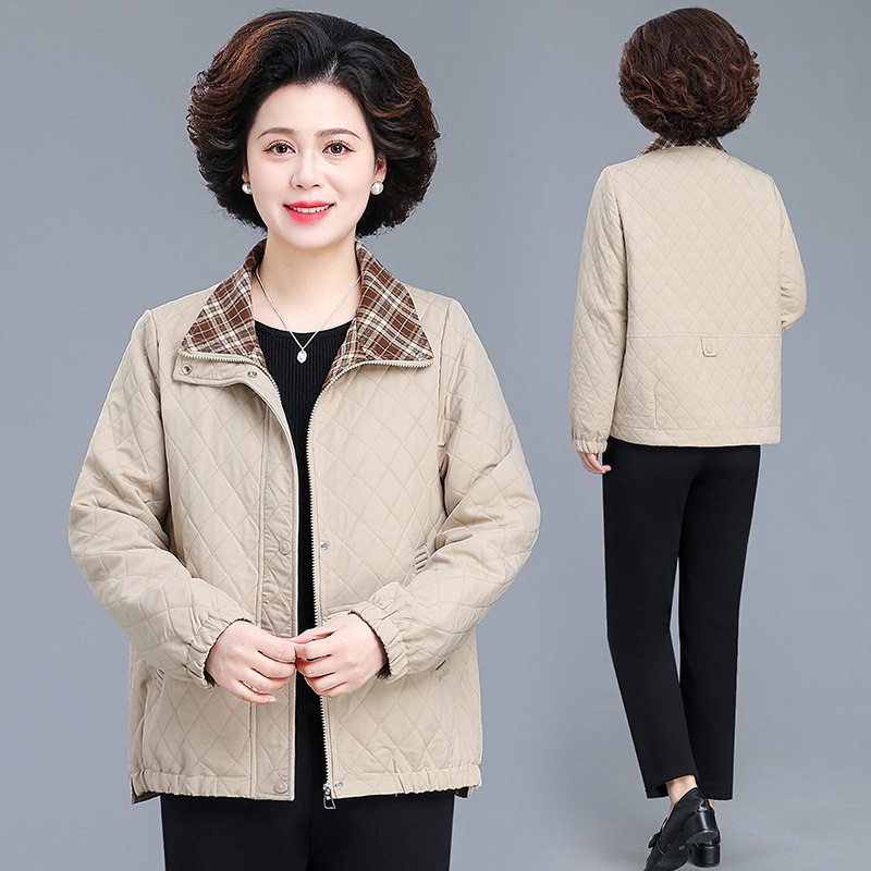 恒源祥中年妈妈春装拼接格子夹棉外套中老年女春秋新款洋气短款夹,女装/女士精品,中老年女装,淘宝优惠券,粉丝福利购,淘宝优惠卷