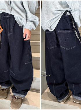 大E小e童装儿童挂件帅气牛仔裤25秋季新品男童中大童长裤潮66123