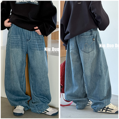 牛哆哆童装儿童韩版阔腿牛仔裤26春季新男女童宽松运动长裤95522