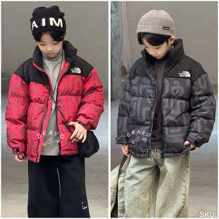 布芮欧童装儿童拼色90白鸭绒羽绒服25冬男童保暖中长款外套18138