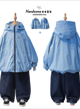 牛哆哆童装儿童机能工装连帽外套25秋季新男童中大童风衣潮69138