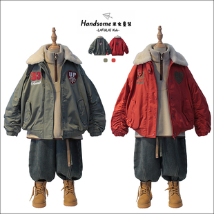 啦芙莱童装儿童毛领夹棉外套棉服25冬新男女童机车加厚夹克衫6102