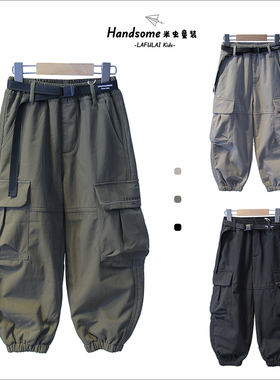 啦芙莱童装儿童一体绒工装裤25冬季新品男女童加绒厚束脚长裤3393