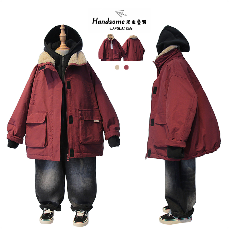 啦芙莱童装儿童圣诞红夹薄棉外套25冬季男女童保暖拉链衫潮7519