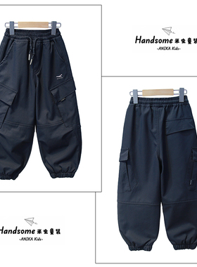 ANIKA品牌童装儿童一体绒休闲裤25冬新品男女童加厚工装长裤3895