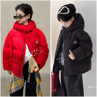 布芮欧童装 儿童新年连帽厚羽绒服25冬新男女童90白鸭绒外套18139