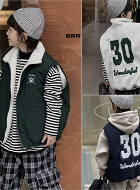 布芮欧童装儿童仿羊羔毛两面穿马甲2023冬季新品男女童外套35936