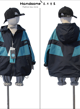 牛哆哆童装儿童工装风双层加绒外套23秋冬新男童连帽拉链衫57011