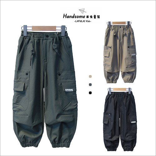 啦芙莱童装儿童一体绒工装裤25冬季新品男女童加绒休闲长裤潮3613