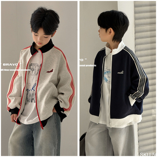 新男童拉链衫 上衣56213 儿童学院风运动卫衣外套26春季 布芮欧童装