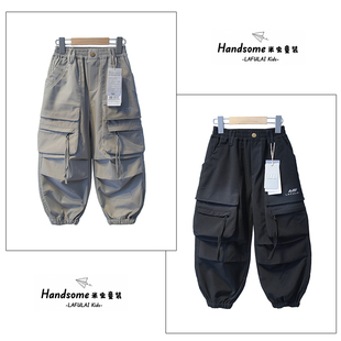 儿童宽松工装 中大童束脚休闲裤 裤 男童运动裤 6003 25秋季 啦芙莱童装