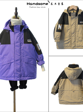 牛哆哆童装儿童工装帅气加厚棉服连帽冲锋衣外套冬新男女童6759