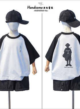 牛哆哆童装儿童插肩袖短袖T恤25夏季新品中大童男童短袖上衣63830