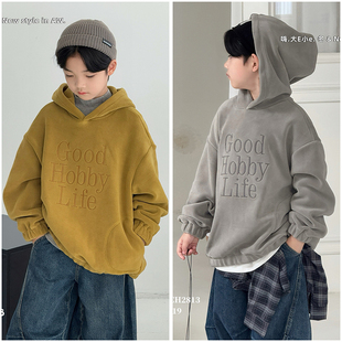 大E小e童装儿童运动摇粒绒连帽卫衣25冬季男女童保暖套头衫潮2813