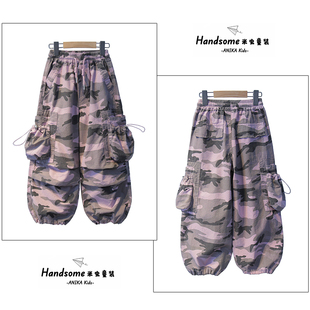 ANIKA童装儿童迷彩工装裤26春季新品女童休闲裤运动长裤3004