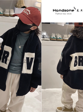 米虫童装儿童加厚仿羊羔毛外套2024冬季新品男女童中大童72266