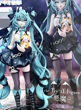 批发未来初音恶魔款手办小浣熊小恶魔miku洛丽塔手办模型生日礼物