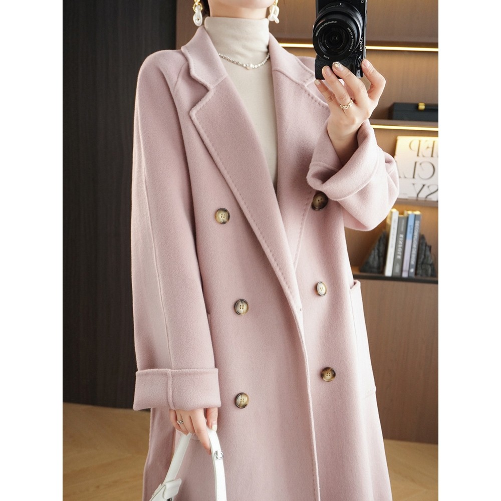 香港潮牌高端双面羊绒大衣女2025秋冬新款中长过膝气质100纯羊毛,女装/女士精品,毛呢外套,淘宝优惠券,粉丝福利购,淘宝优惠卷