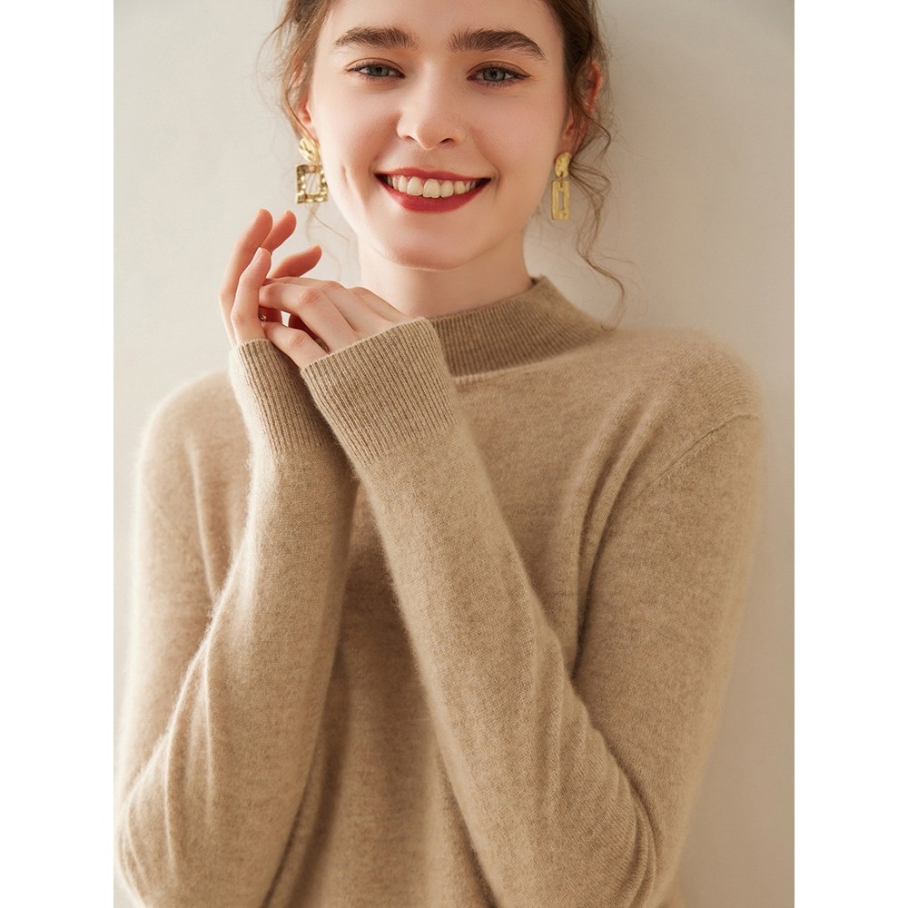 香港潮牌羊绒衫女半高领简约百搭长袖套头毛衣针织打底内搭秋冬款,女装/女士精品,羊绒衫,淘宝优惠券,粉丝福利购,淘宝优惠卷