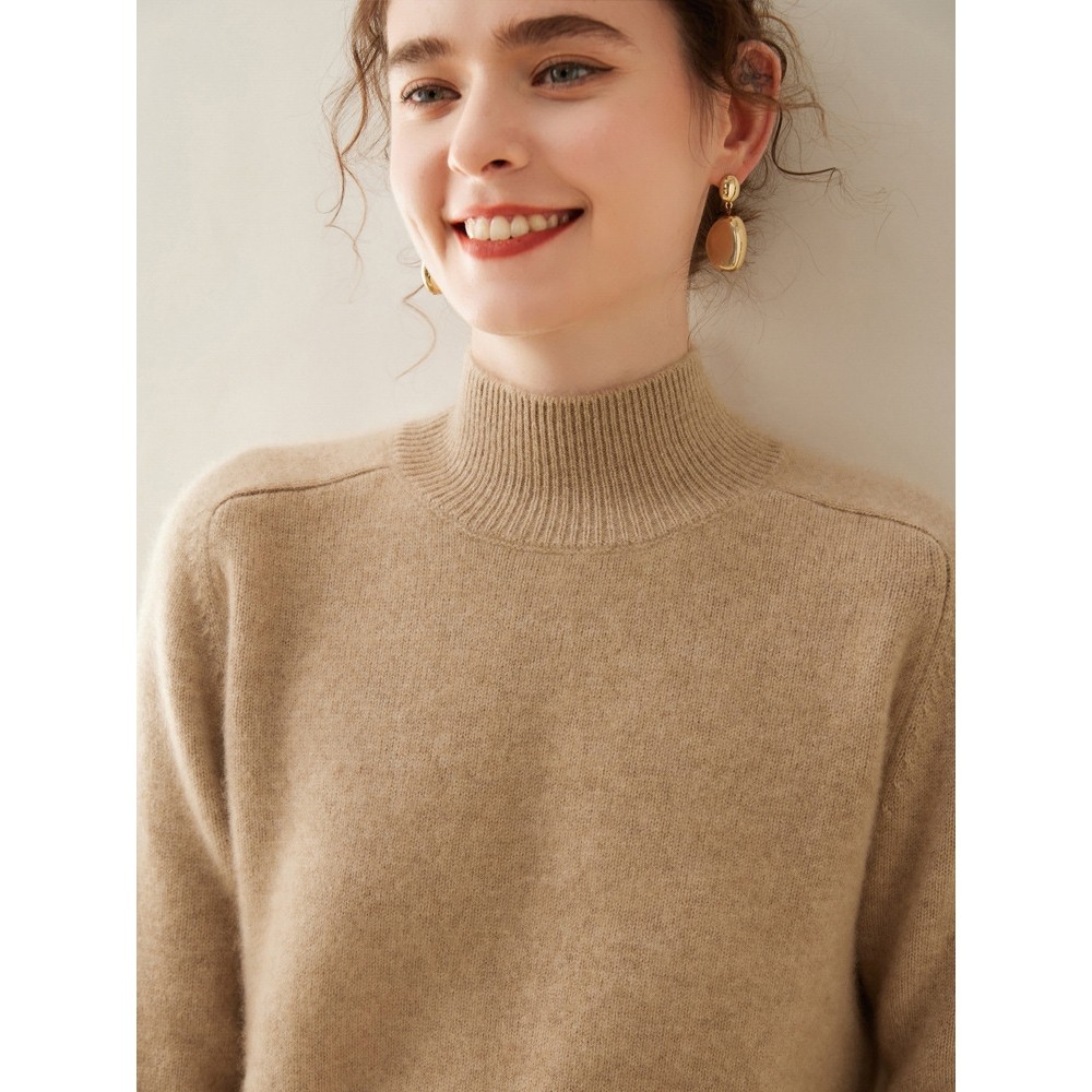 香港潮牌2025秋冬加厚山羊绒衫女宽松打底半高领马鞍肩毛线衣针织,女装/女士精品,羊绒衫,淘宝优惠券,粉丝福利购,淘宝优惠卷