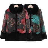 加绒保暖外套奶奶洋气冬装 恒源祥中老年女妈妈冬季 新中式 加厚棉袄