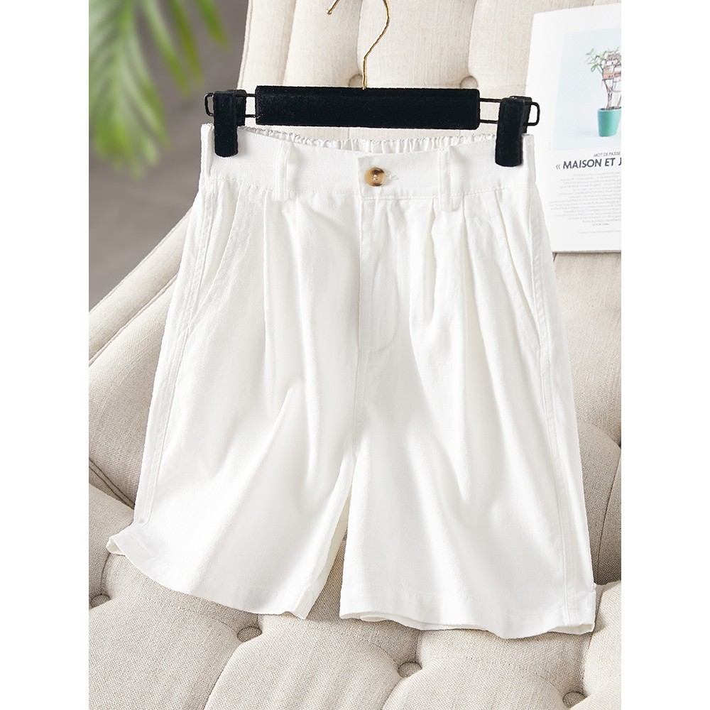 香港潮牌厂家直销新款复古精梳棉百慕大高腰阔腿中裤女夏宽松显瘦,男装,短裤,淘宝优惠券,粉丝福利购,淘宝优惠卷